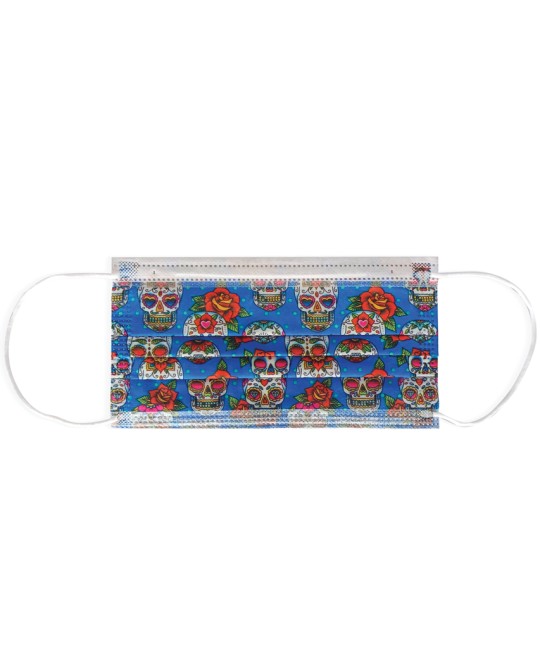 GISAFE MASCHERINA CHIRURGICA FILTRANTE 98% 3 VELI tipo IIR con elastici - adulti - teschi - flowpack