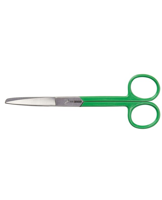 FORBICI RETTE PUNTE ALTERNE - anelli verdi - 14 cm