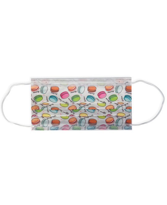 GISAFE MASCHERINA CHIRURGICA FILTRANTE 98% 3 VELI tipo IIR con elastici - adulti - macarones - flowpack