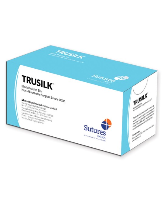 SUTURA NON ASS. TRUSILK calibro 4/0, curva 3/8, ago 19 mm - 45 cm - nero