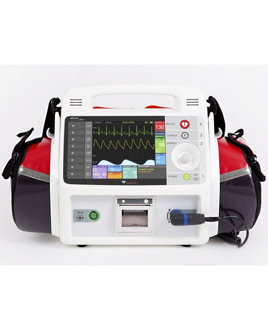DEFIBRILLATORE RESCUE LIFE 9 con temp, SpO2, Pacemaker - altre lingue