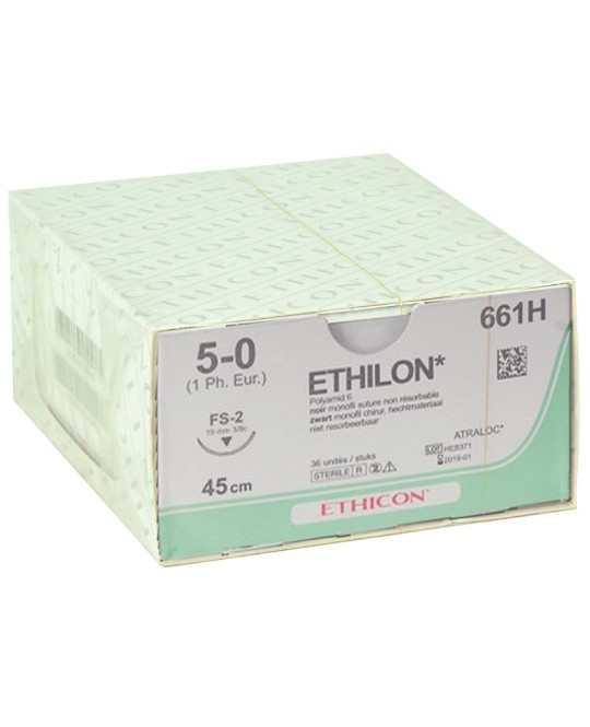 SUTURA MONOFILAMENTO ETHICON ETHILON - 5/0 ago 19 mm