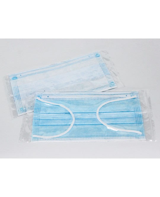 GISAFE MASCHERINA CHIRURGICA FILTRANTE 98% 3 VELI tipo IIR con elastici - adulti - azzurra - imbustata singolarmente - scatola