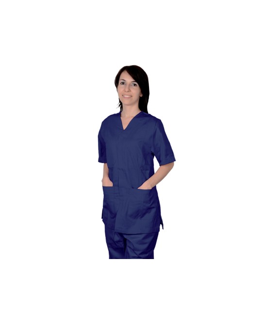 CASACCA CON BOTTONI-cotone/pol.-unisex L blu