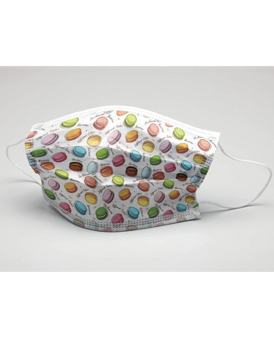GISAFE MASCHERINA CHIRURGICA FILTRANTE 98% 3 VELI tipo IIR con elastici - adulti - macarones - flowpack