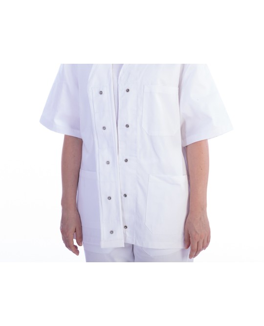 CASACCA CON BOTTONI-cotone/pol.-donna L bianca