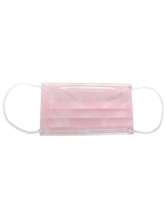 PREMIUM MASCHERINA CHIRURGICA FILTRANTE 98% 3 VELI tipo II con elastici - adulti - rosa