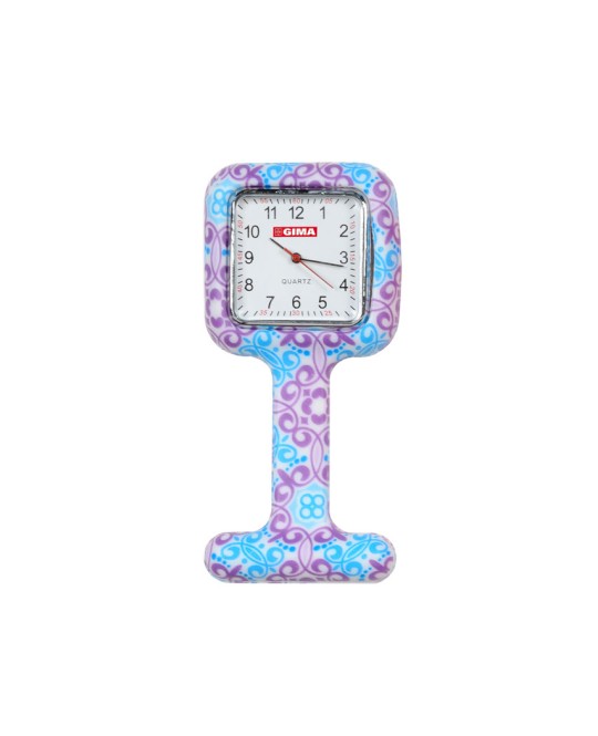OROLOGIO PER INFERMIERI - quadrato - fantasia viola/azzurro