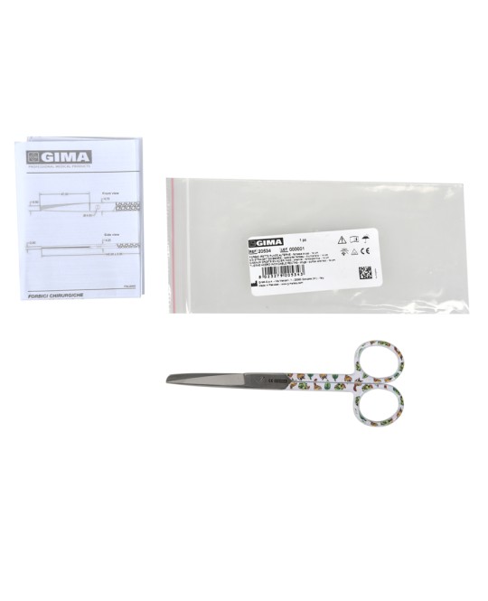 FORBICI IN ACCIAIO INOX RETTE PUNTE ALTERNE - fantasia bruco - 14 cm