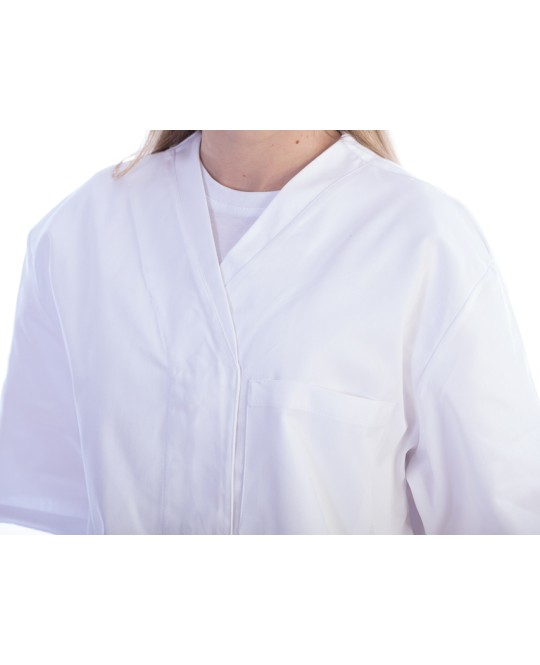 CASACCA CON BOTTONI-cotone/pol.-donna L bianca