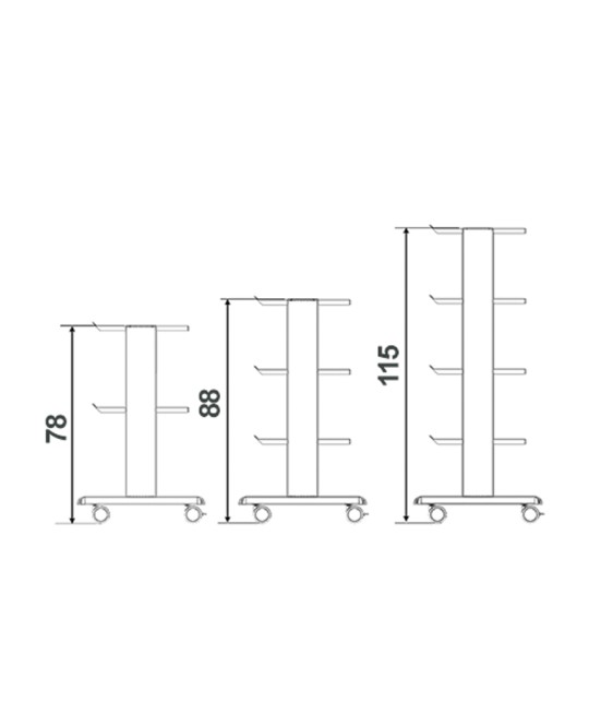 CARRELLO SMART - 2 ripiani 60x42 cm + base