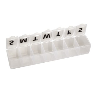 PORTAPILLOLE SETTIMANALE - bianco - blister - inglese