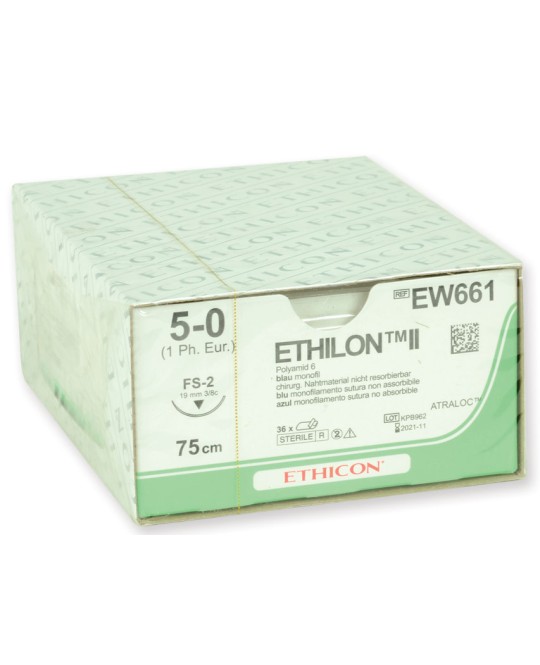 SUTURA MONOFILAMENTO ETHICON ETHILON - 5/0 ago 19 mm