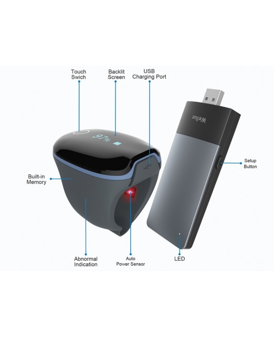 PULSOXIMETRO O2RING MONITORAGGIO CONTINUO - wireless remoto - adulti