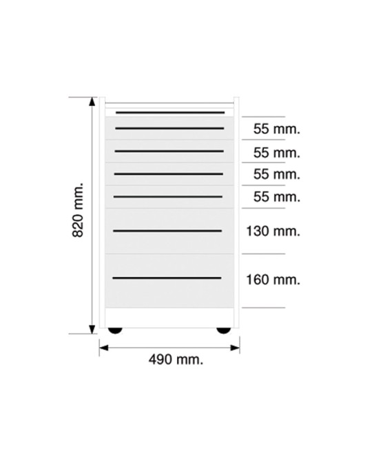 CASSETTIERA MOBILE GE419 6 cassetti 49 cm - colore a scelta