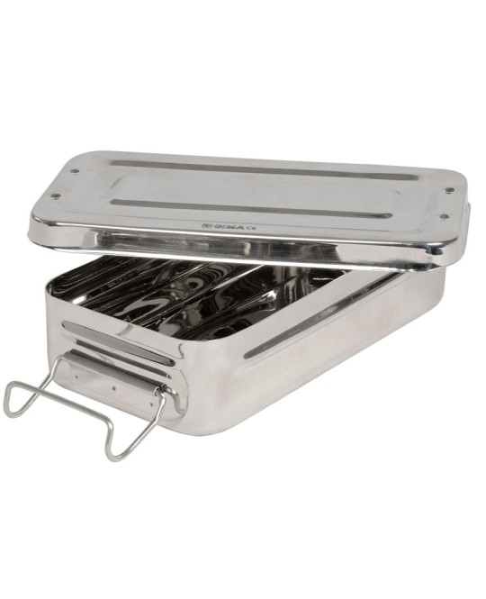 SCATOLA INOX 20x10x4,5cm - con manici