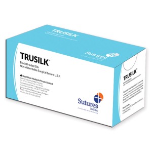 SUTURA NON ASS. TRUSILK calibro 0, curva 1/2, ago 30 mm - 76 cm - nero