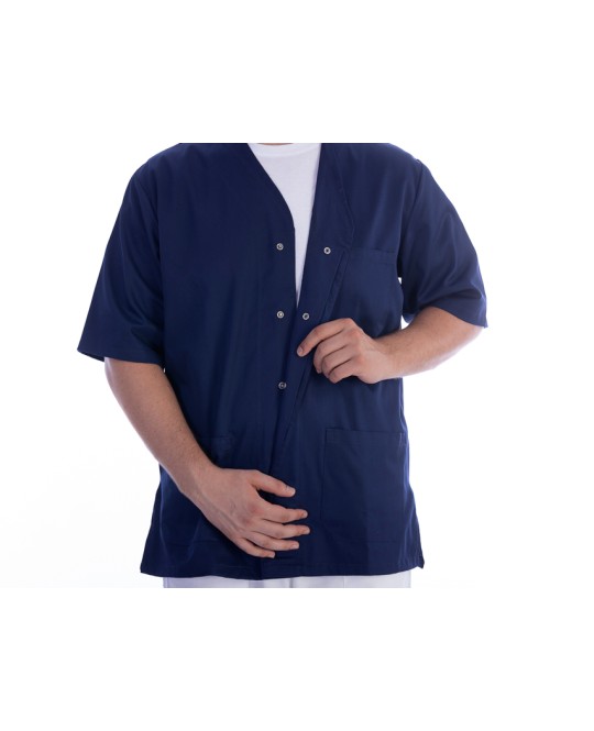CASACCA CON BOTTONI-cotone/pol.-unisex L blu