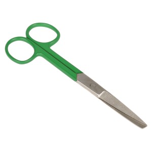 FORBICI RETTE PUNTE ALTERNE - anelli verdi - 14 cm