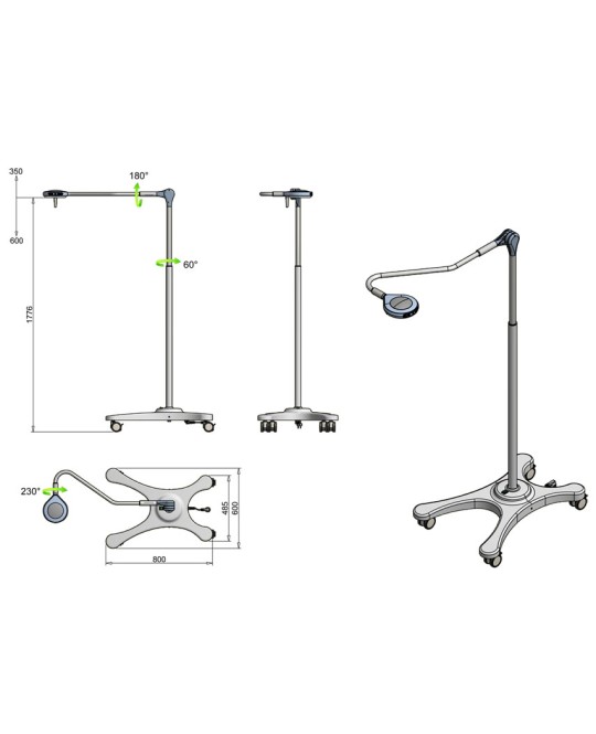 LAMPADA OPERATORIA SATURNO A LED - su carrello + batteria