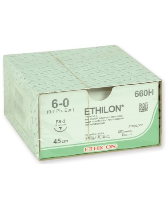 SUTURA MONOFILAMENTO ETHICON ETHILON - 6/0 ago 16 mm