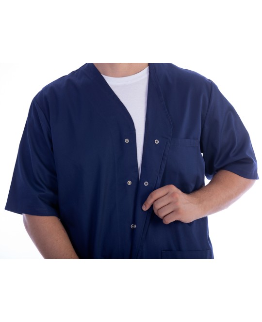 CASACCA CON BOTTONI-cotone/pol.-unisex L blu