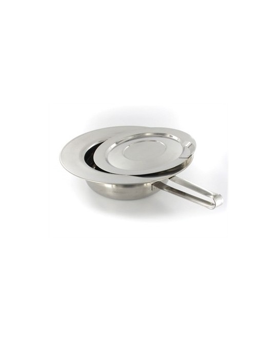 PADELLA IN ACCIAIO INOX CON COPERCHIO - 320 x 85 mm - con manico