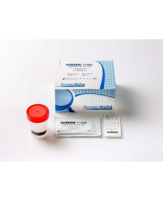 Screen 7 + AD Test Antidroga 7 Sostanze + AD Urina ad immersione 25 pezzi