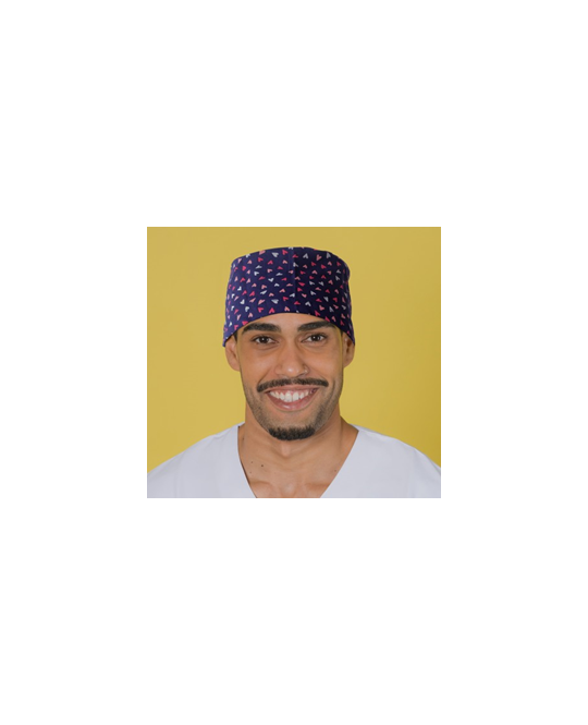 Cuffia chirurgica capelli corti con strisce sul retro - Cuori Marinoo