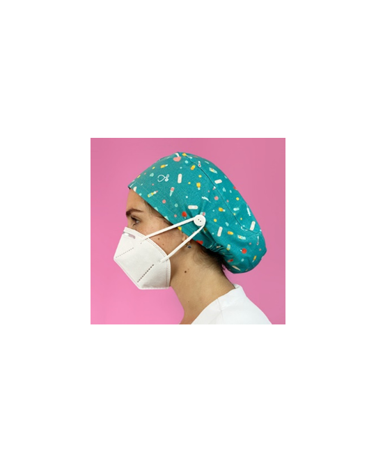 Cuffia per capelli lunghi con bottoni - Turchese strumentale