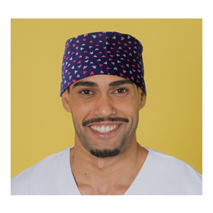 Cuffia chirurgica capelli corti con strisce sul retro - Cuori Marinoo