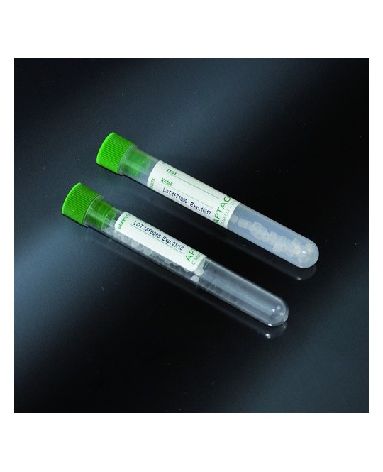 Provette con Granuli Separatori 5ml-PMMA (Polimetilmetacrilato)-Verde-rack da 50pz.
