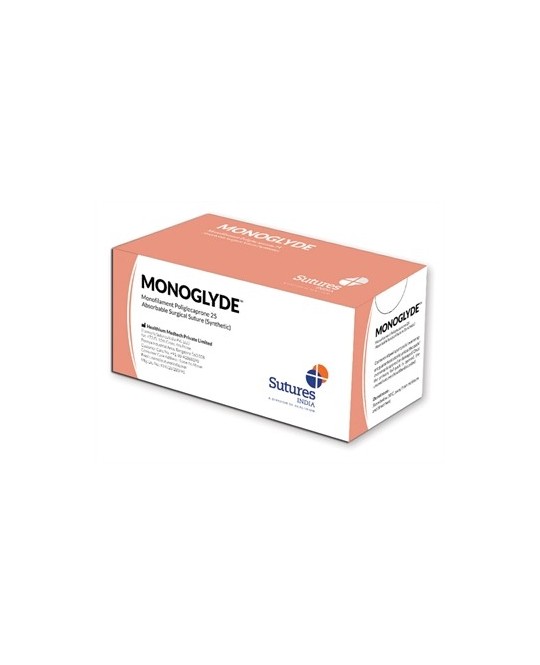 SUTURA ASS. MONOGLYDE calibro 5/0, curva 3/8, ago 19 mm - 45 cm - incolore