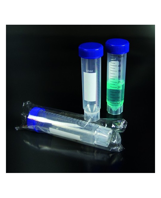 Provette Coniche da 50 ml Sterili Serigrafate con Base d'appoggio Conf. Singola