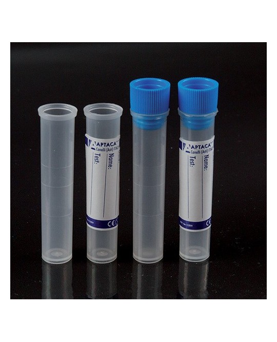 Provette Cilindriche 3ml Fondo piatto-In Polipropilene (con etichetta e tappo)