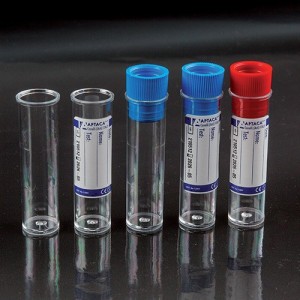 Provette Cilindriche 5ml Fondo piatto - In Polistirolo (con etichetta e tappo)