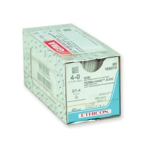 SUTURA SETA ETHICON PERMA-HAND - 4/0 ago 19 mm - retta