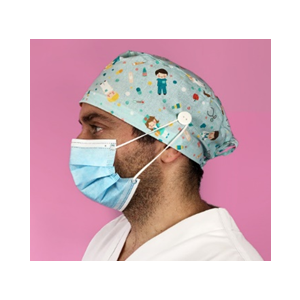 Cuffia Capelli Corti con Bottoni - Acquamarina