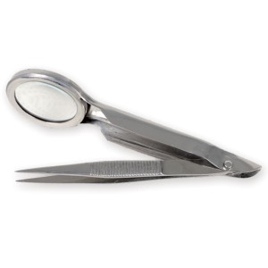 PINZETTA CON LENTE INGRANDIMENTO 2X - 8 cm