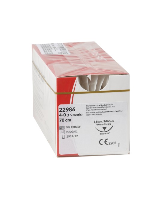 SUTURA ASS. TRUGLYDE FAST calibro 4/0, curva 3/8, ago 16 mm - 70 cm - incolore