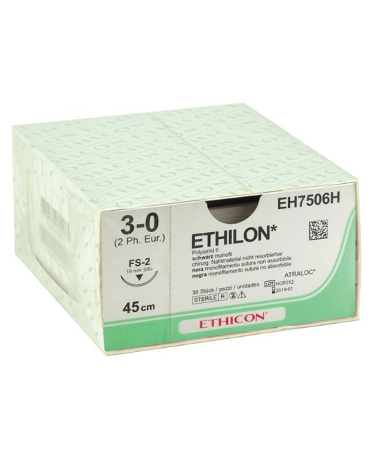 SUTURA MONOFILAMENTO ETHICON ETHILON - 3/0 ago 19 mm
