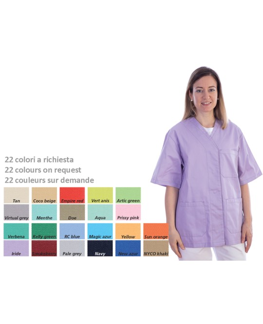 CASACCA CON BOTTONI-cotone/pol.-donna M colore a richiesta