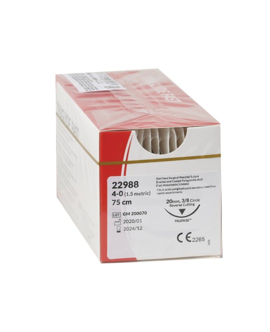 SUTURA ASS. TRUGLYDE FAST calibro 4/0, curva 3/8, ago 20 mm - 75 cm - incolore