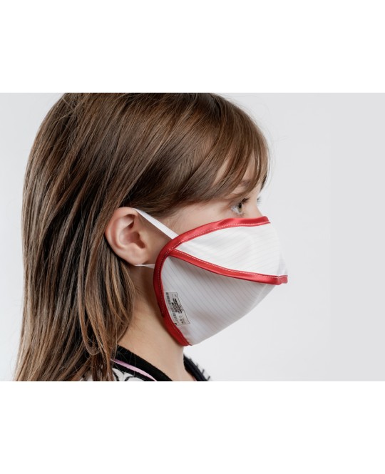MASCHERINA RIUTILIZZABILE MYCROCLEAN JUNIOR/ADULTI SMALL BFE 99,8% - bianco/rosso