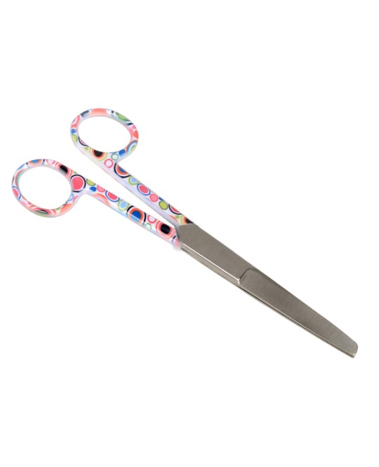 FORBICI RETTE PUNTE ALTERNE - fantasia bolle - 14 cm