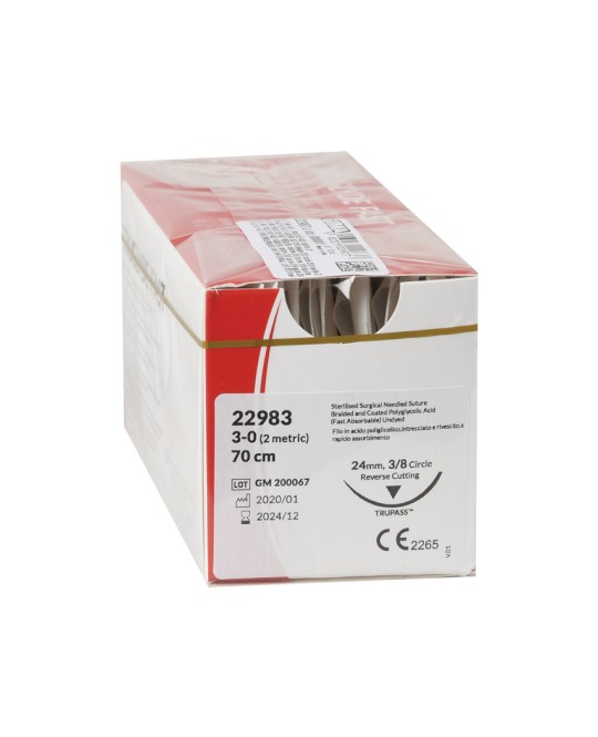 SUTURA ASS. TRUGLYDE FAST calibro 3/0, curva 3/8, ago 24 mm - 70 cm - incolore
