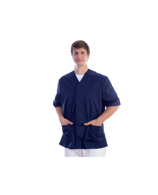CASACCA CON BOTTONI-cotone/pol.-unisex L blu