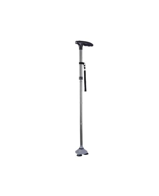 BASTONE CON VENTOSE e LUCE LED - argento