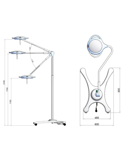LAMPADA SCIALITICA PENTALED 28 - su carrello con batteria