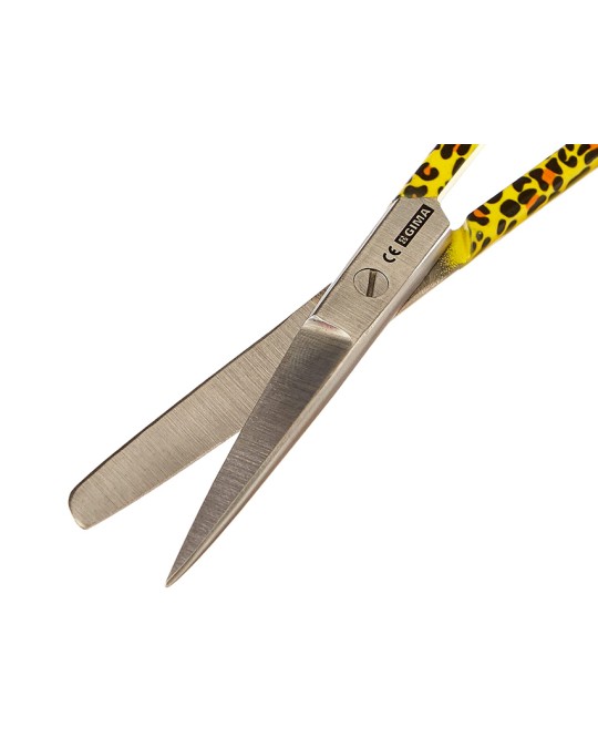 FORBICI RETTE PUNTE ALTERNE - fantasia leopardo - 14 cm